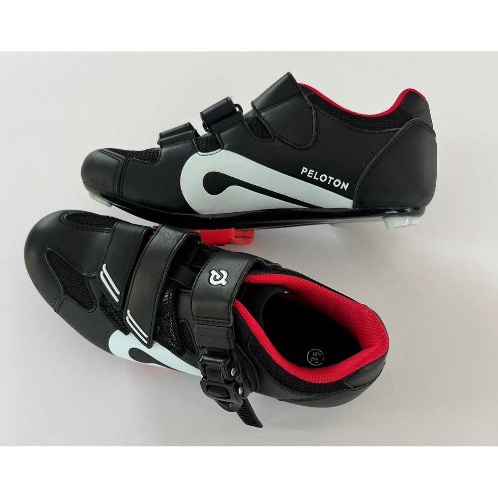 Peloton Cycling Shoes Black Red Indoor Bike Shoes with Cleats Size 38 PL-01